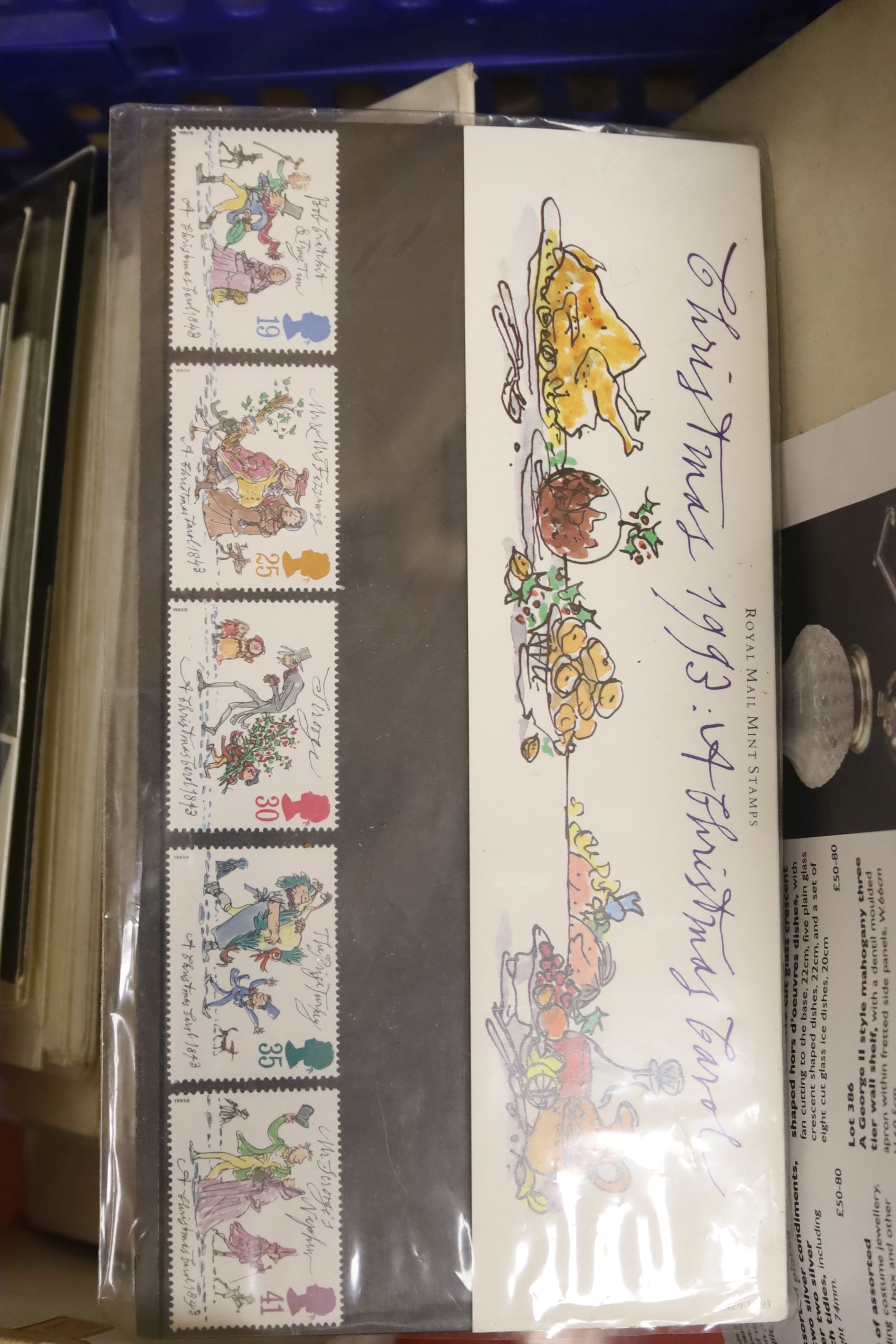 Two albums of G.B. stamps including large presentation packs of First Day covers, sheets 1966 Hastings commemorative mint